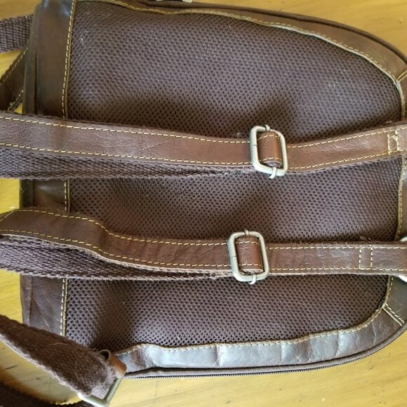 Jack Georges Brown Floral Embossed Leather Backpack Tote Satchel Bag Purse - Picture 13 of 16